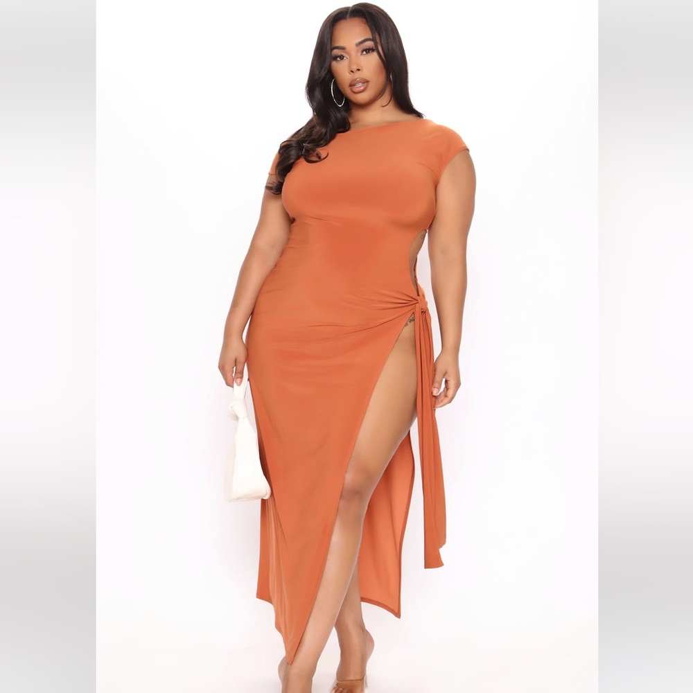 FashionNOVA- Slitsation Vacation Maxi Dress - Camel